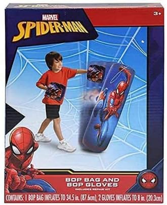 Spiderman Spider-Man Inflatable Bop Bag & Bop Gloves Set Kids Punching Bag with Gloves