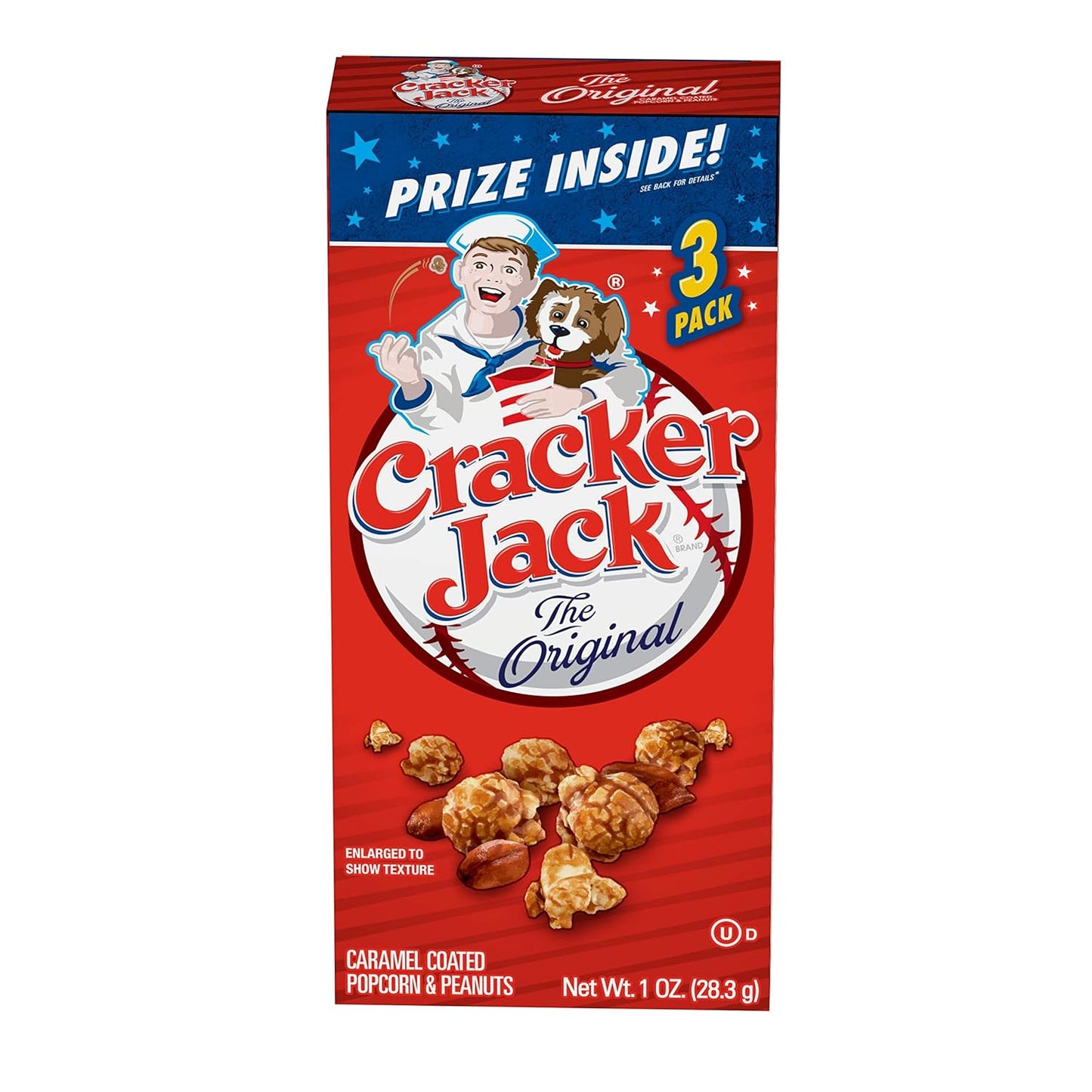 Cracker Jack Popcorn & Peanuts, Caramel Coated,1 Ounce (Pack of 3)